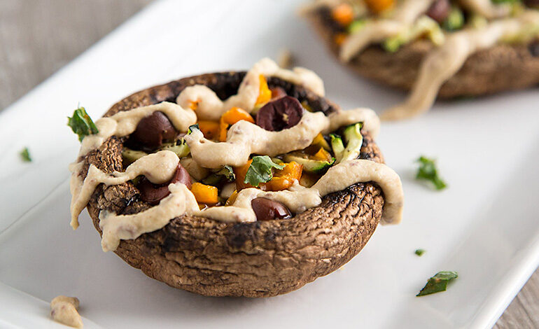 Grilled Portobello Mushrooms with Hummus Recipe